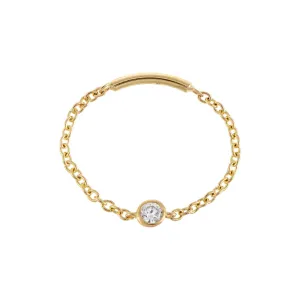 CZ Bezel Chain Ring 14K
