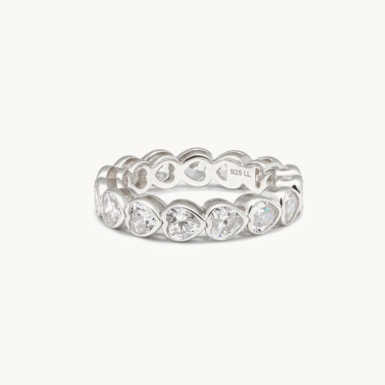 CZ Heart Eternity Band Ring (Silver)
