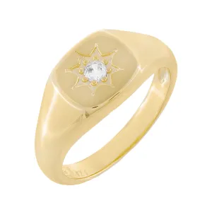 CZ Mini Starburst Signet Ring