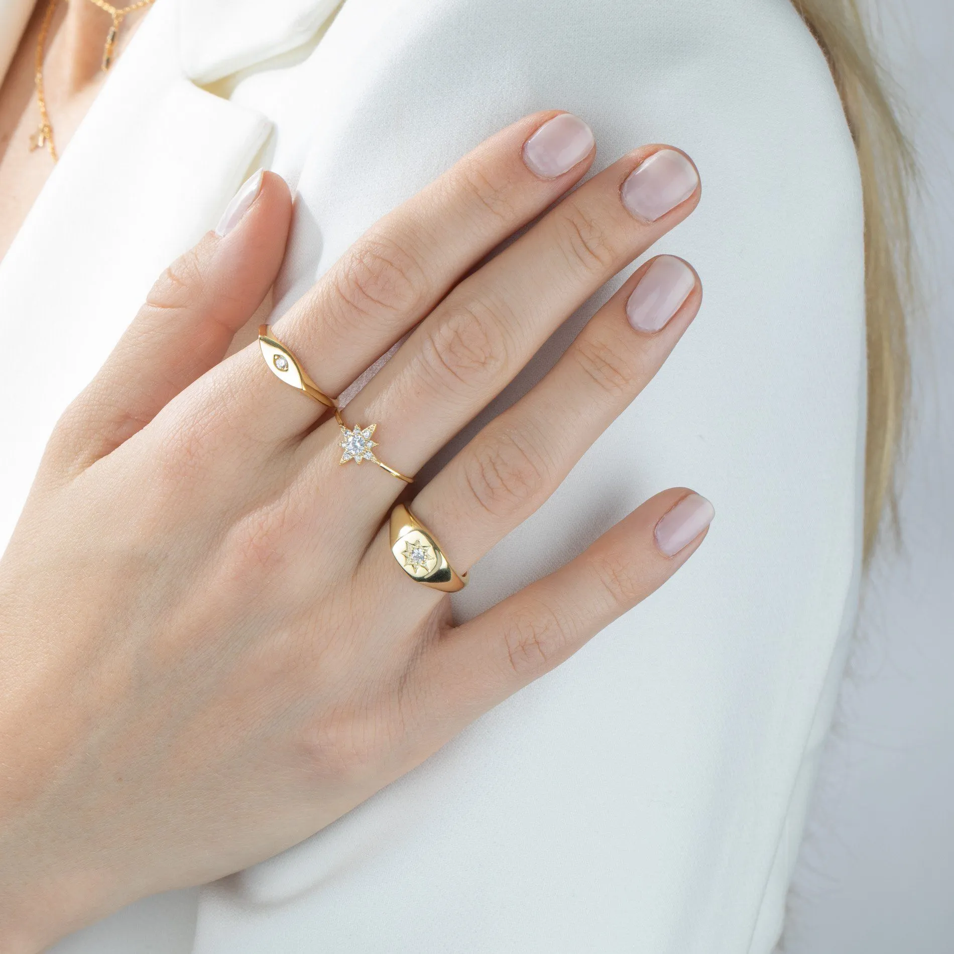 CZ Mini Starburst Signet Ring