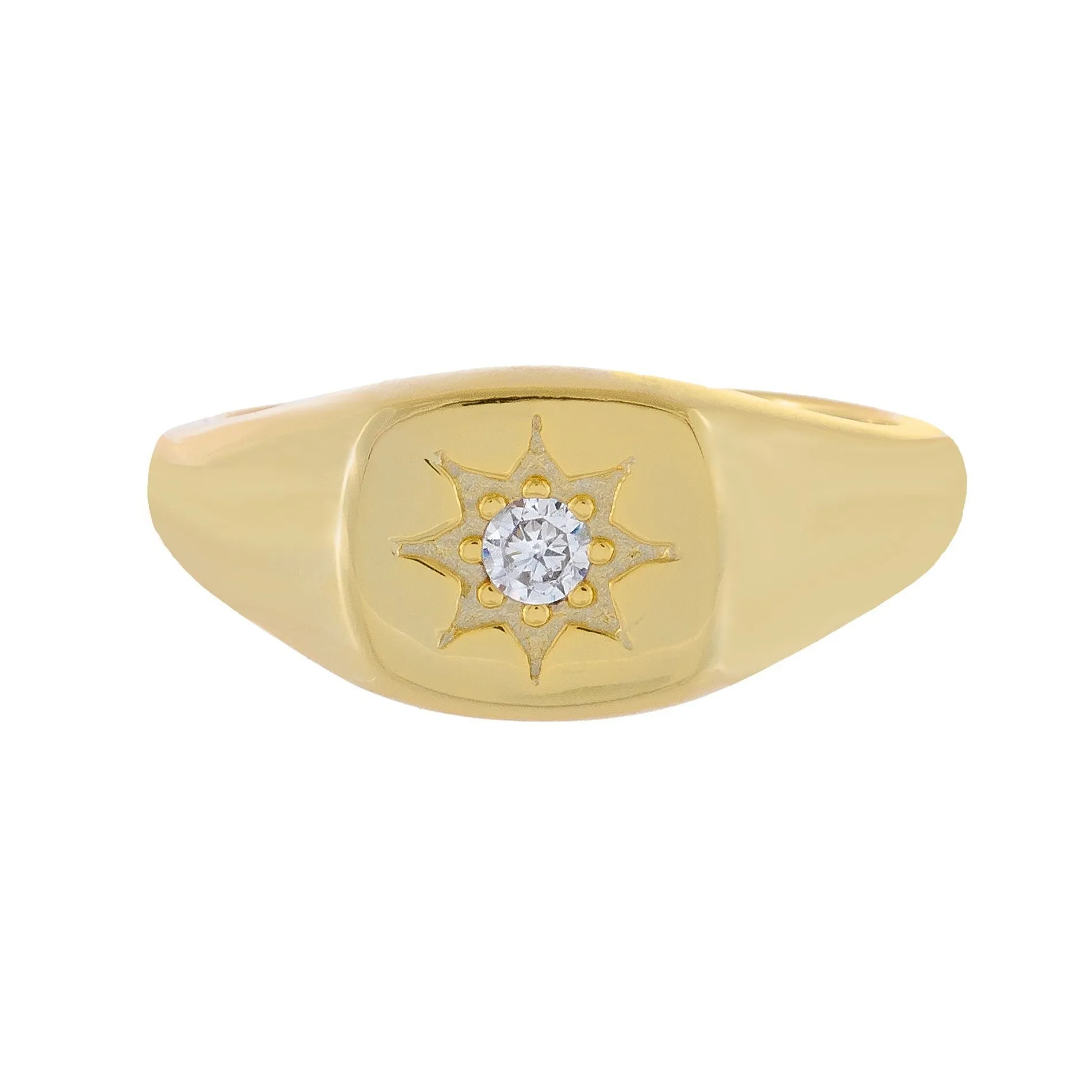 CZ Mini Starburst Signet Ring