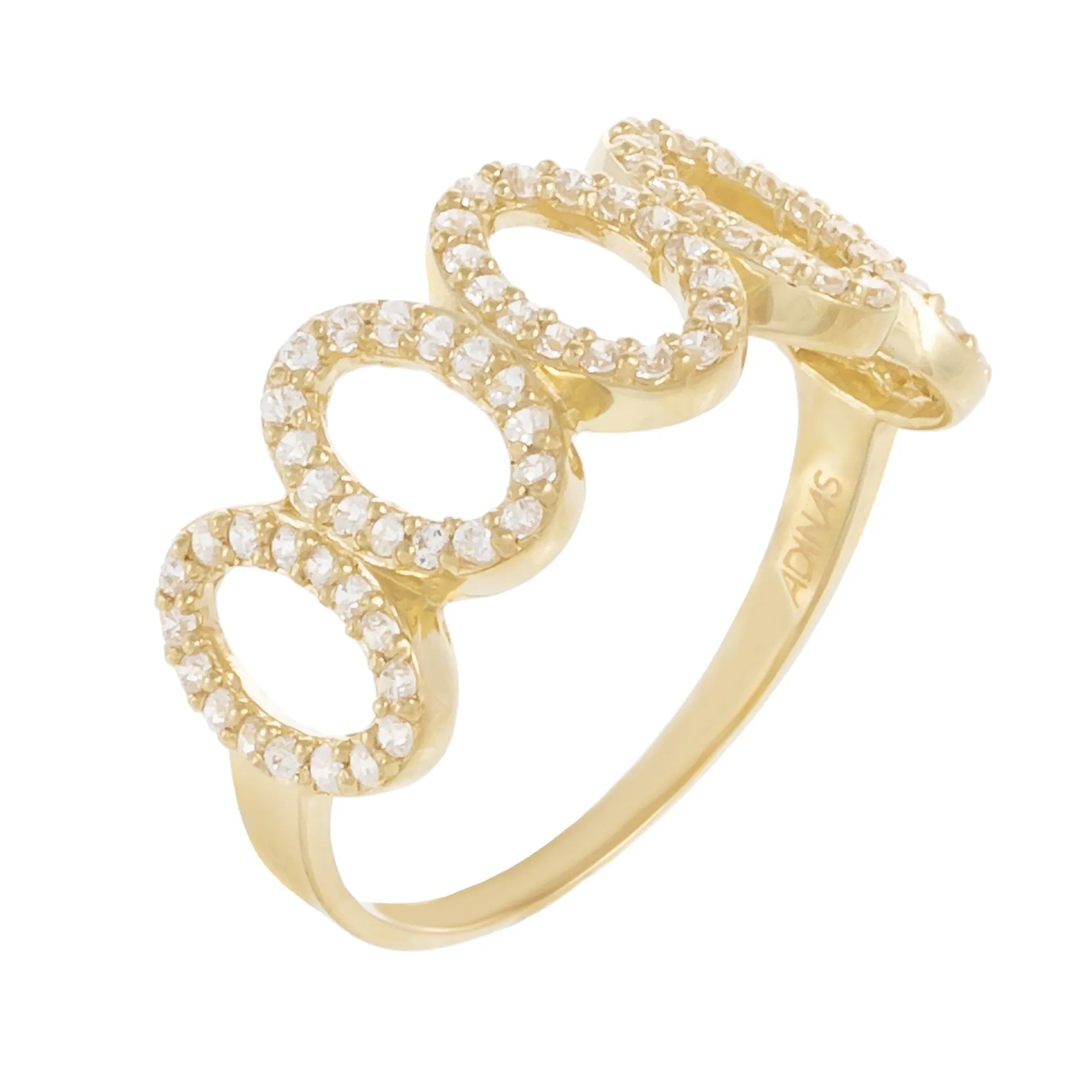 CZ Pavé Oval Link Ring 14K