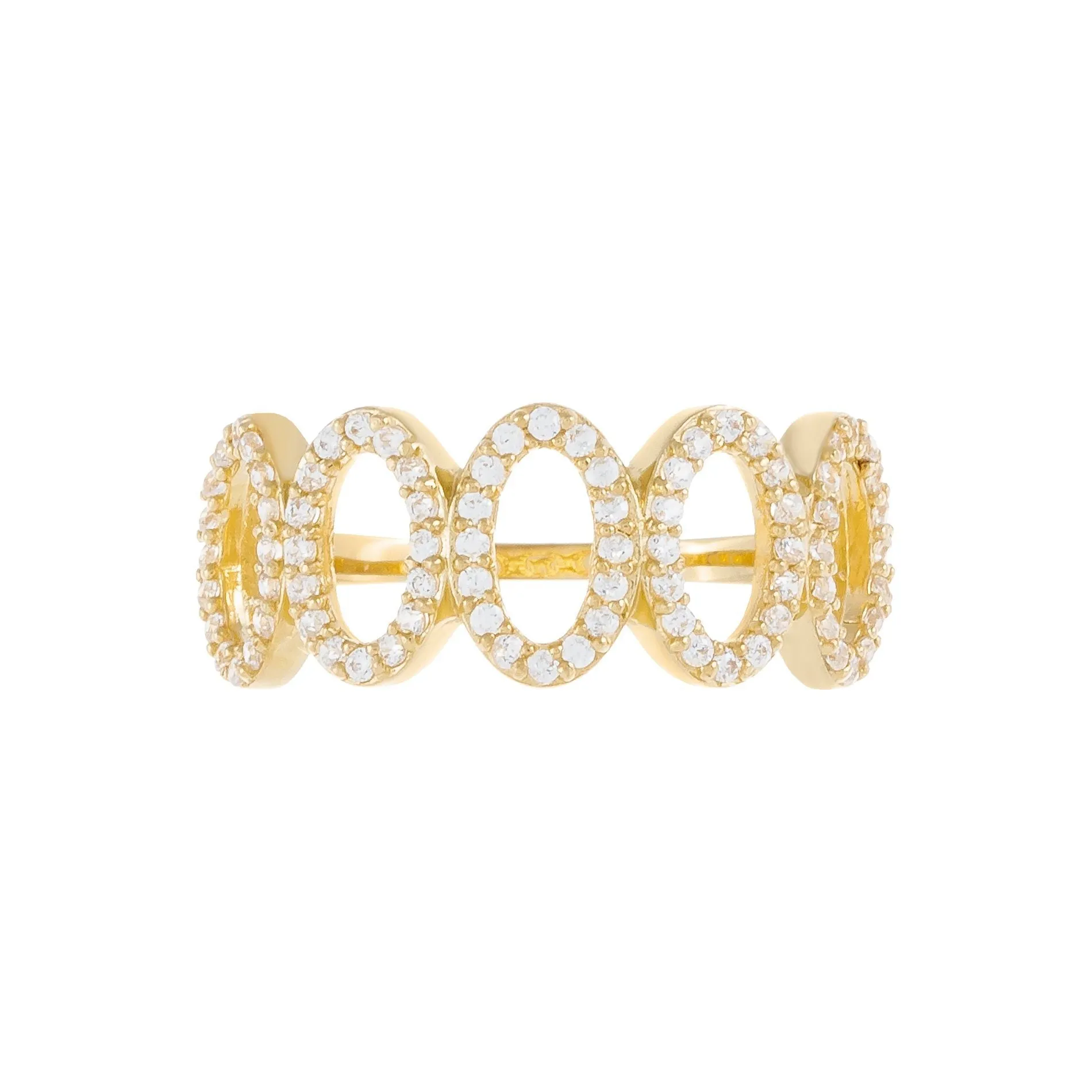 CZ Pavé Oval Link Ring 14K