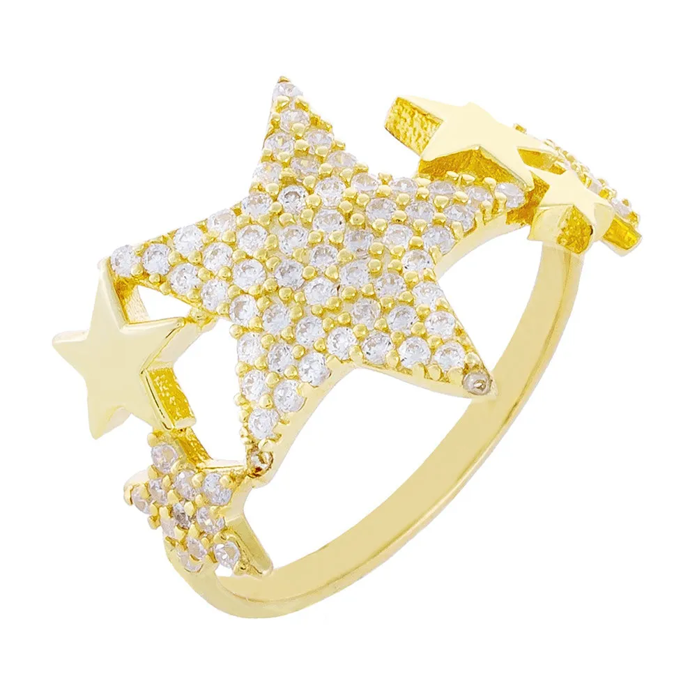 CZ X Solid Multi Star Ring