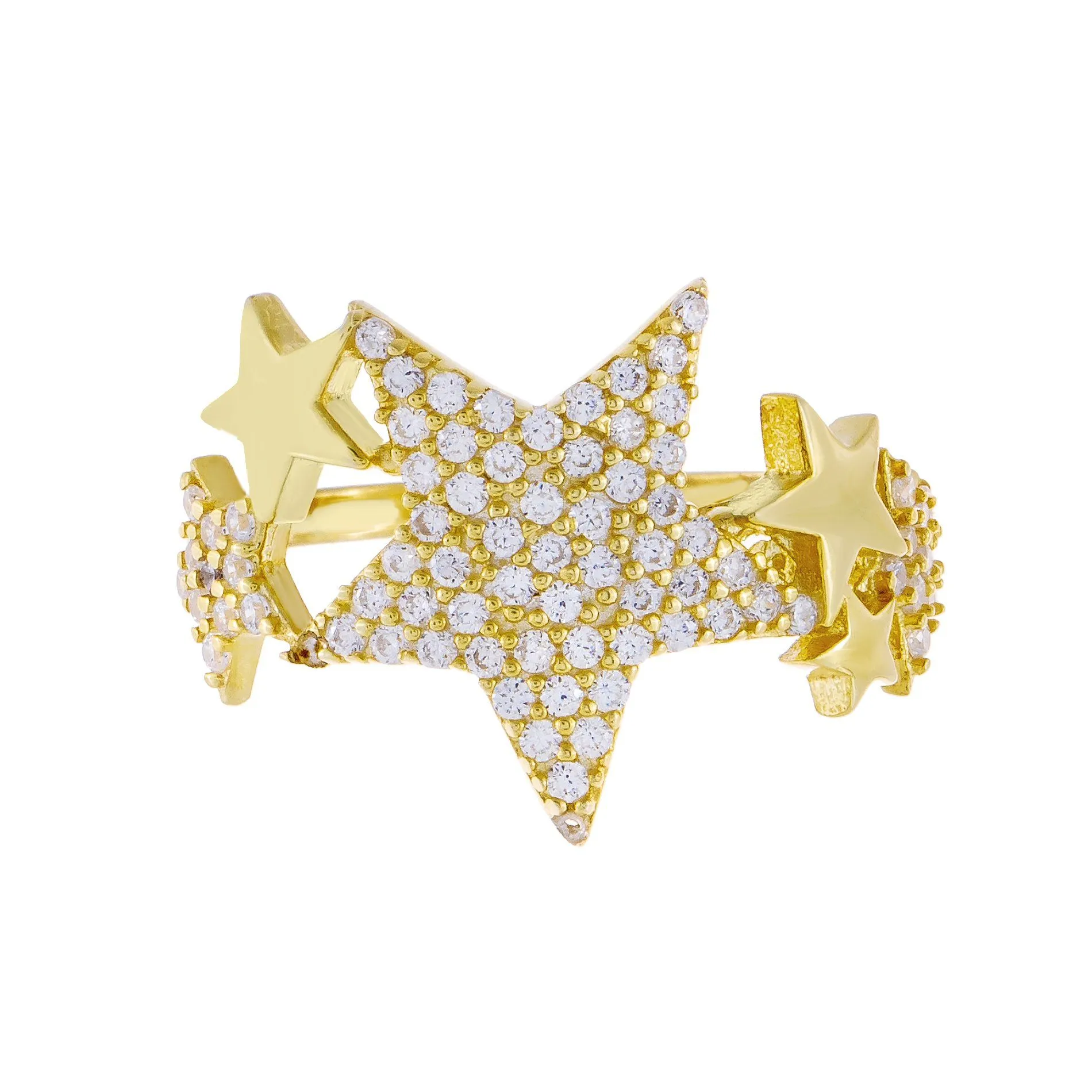 CZ X Solid Multi Star Ring