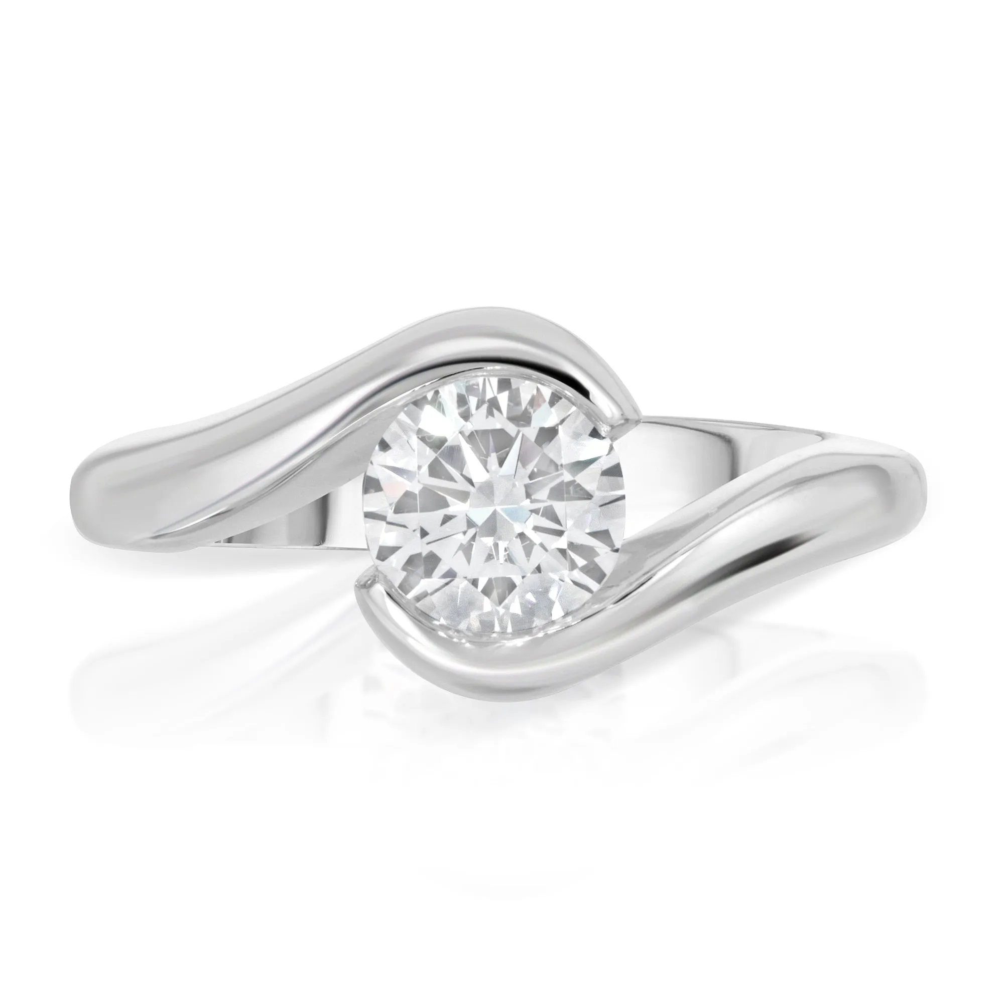 Dalila Sleek Bypass Tension Set Engagement Ring in 14K, 18K or Platinum