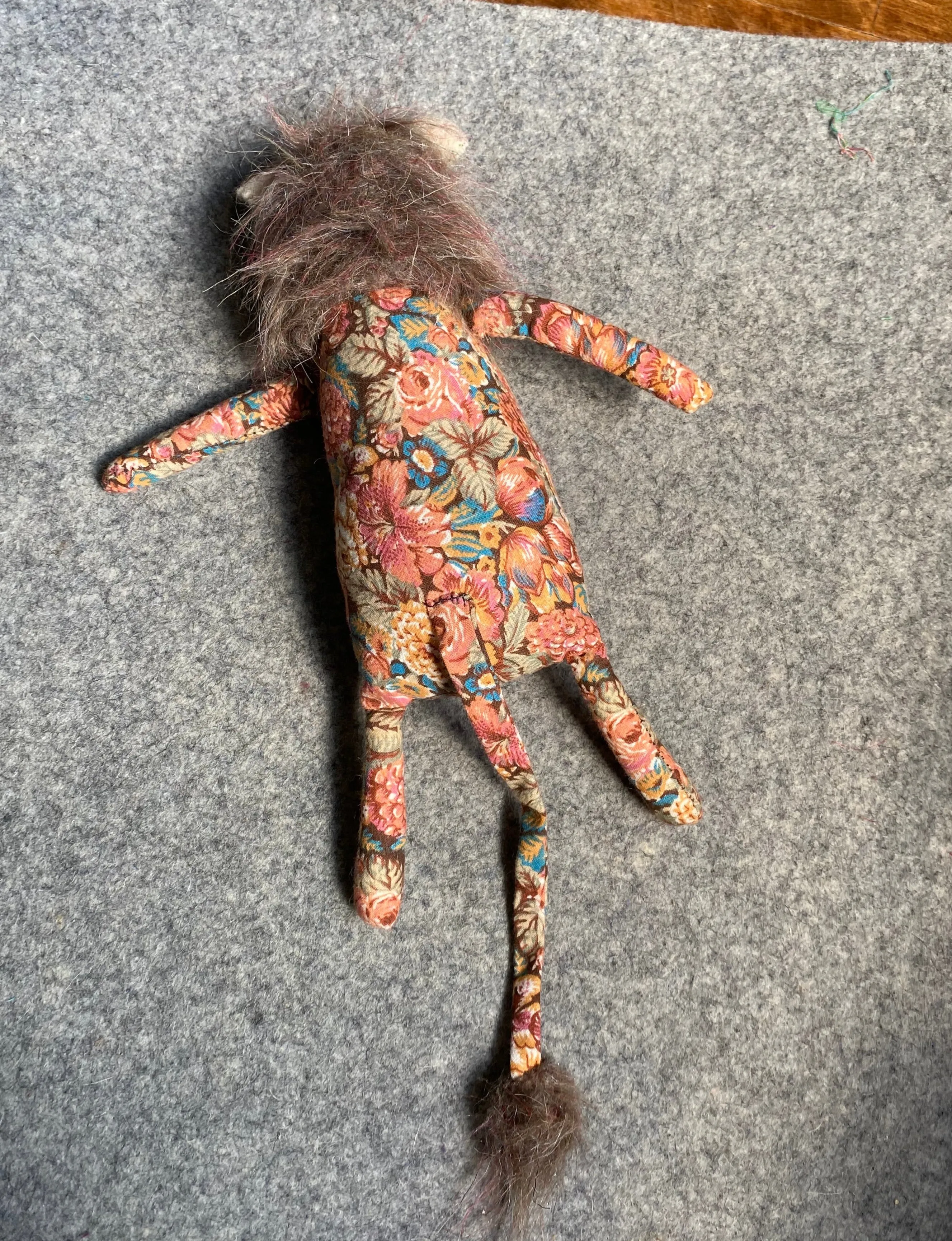 Dandy Lion (Soft Floral) - OOAK Handmade Soft Sculpture - Cute Lion by Artist Sadie Rothenberg