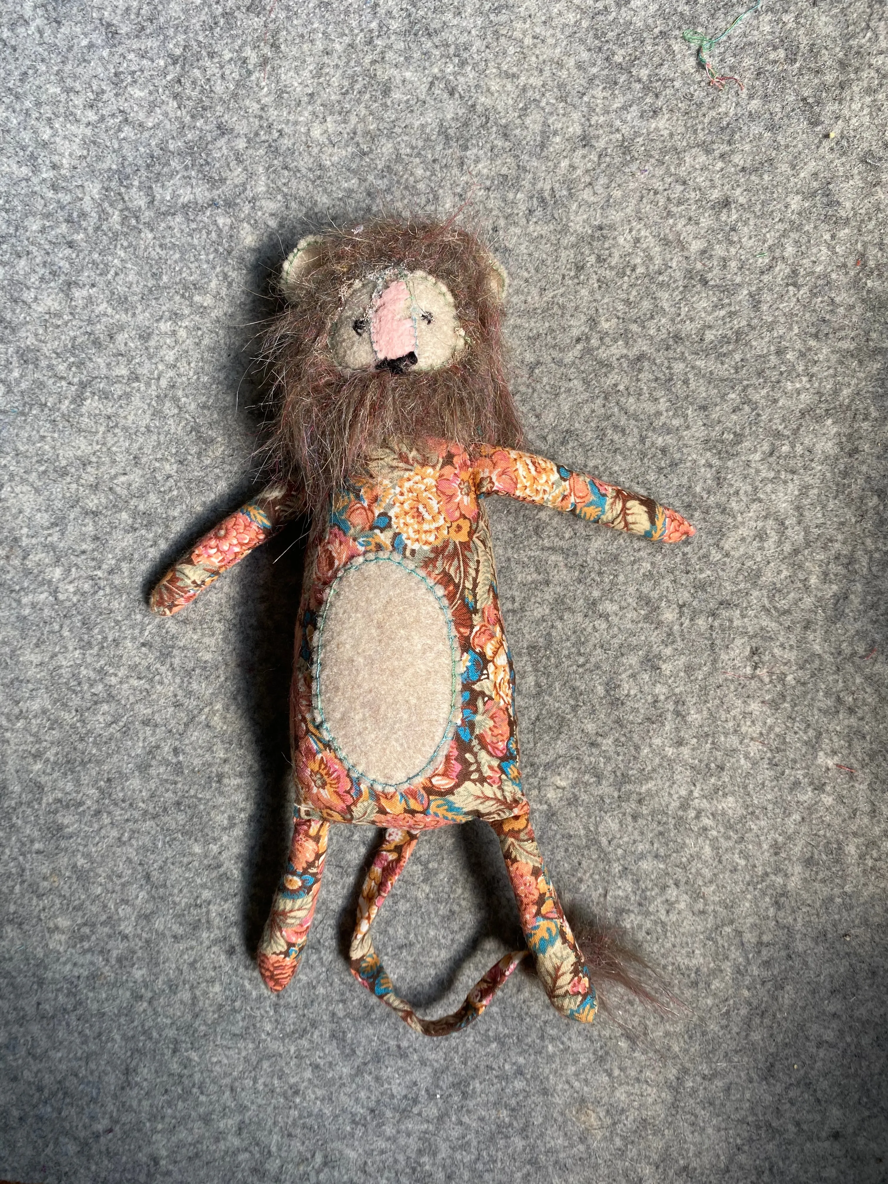 Dandy Lion (Soft Floral) - OOAK Handmade Soft Sculpture - Cute Lion by Artist Sadie Rothenberg