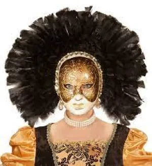 Deluxe Fidelio Mask with Black Feathers