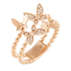 Diamond Butterfly Beaded Ring 14K