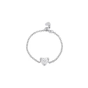 Diamond Heart Chain Ring 14K