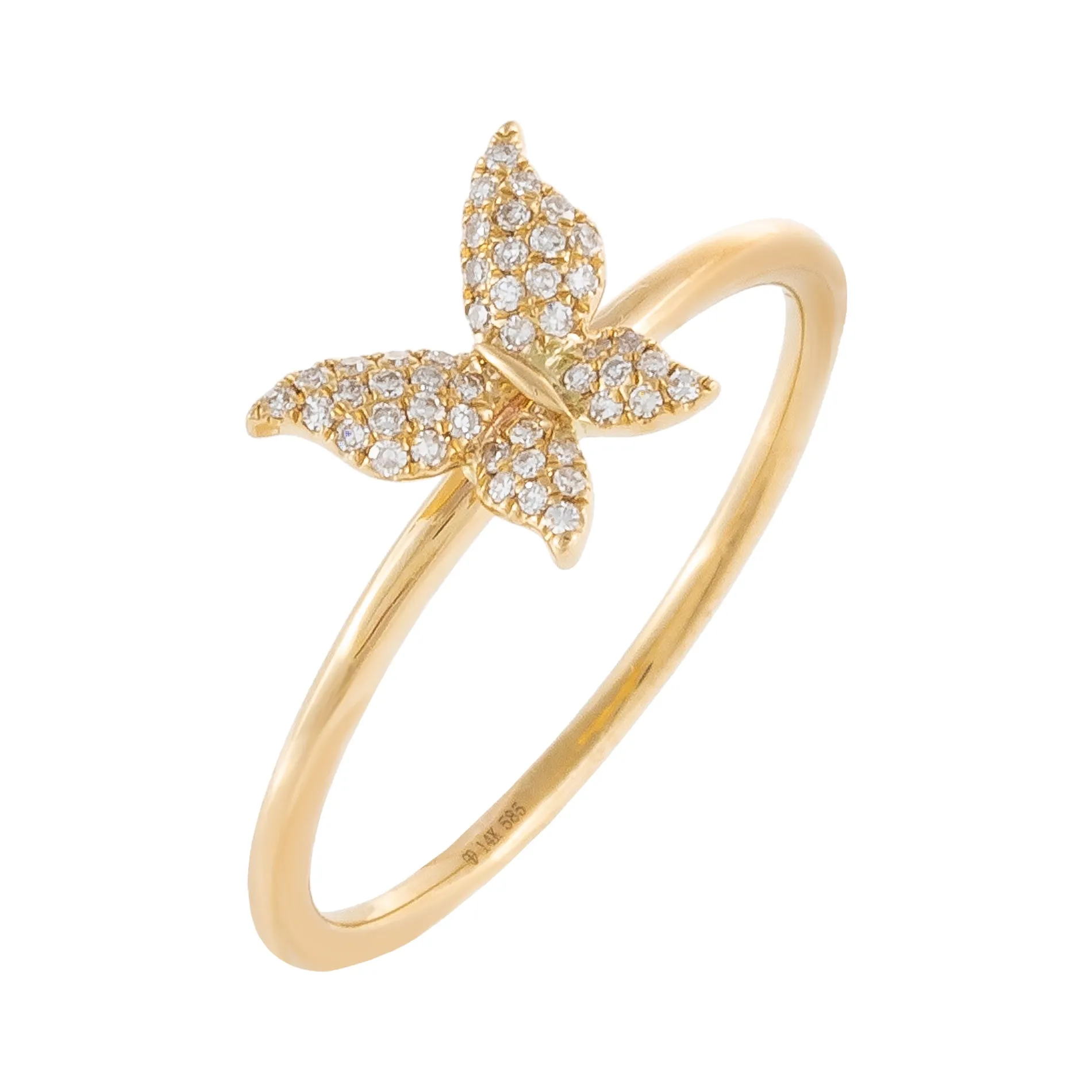 Diamond Mini Butterfly Ring 14K
