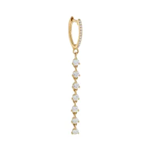Diamond Multi Stone Drop Huggie Earring 14K
