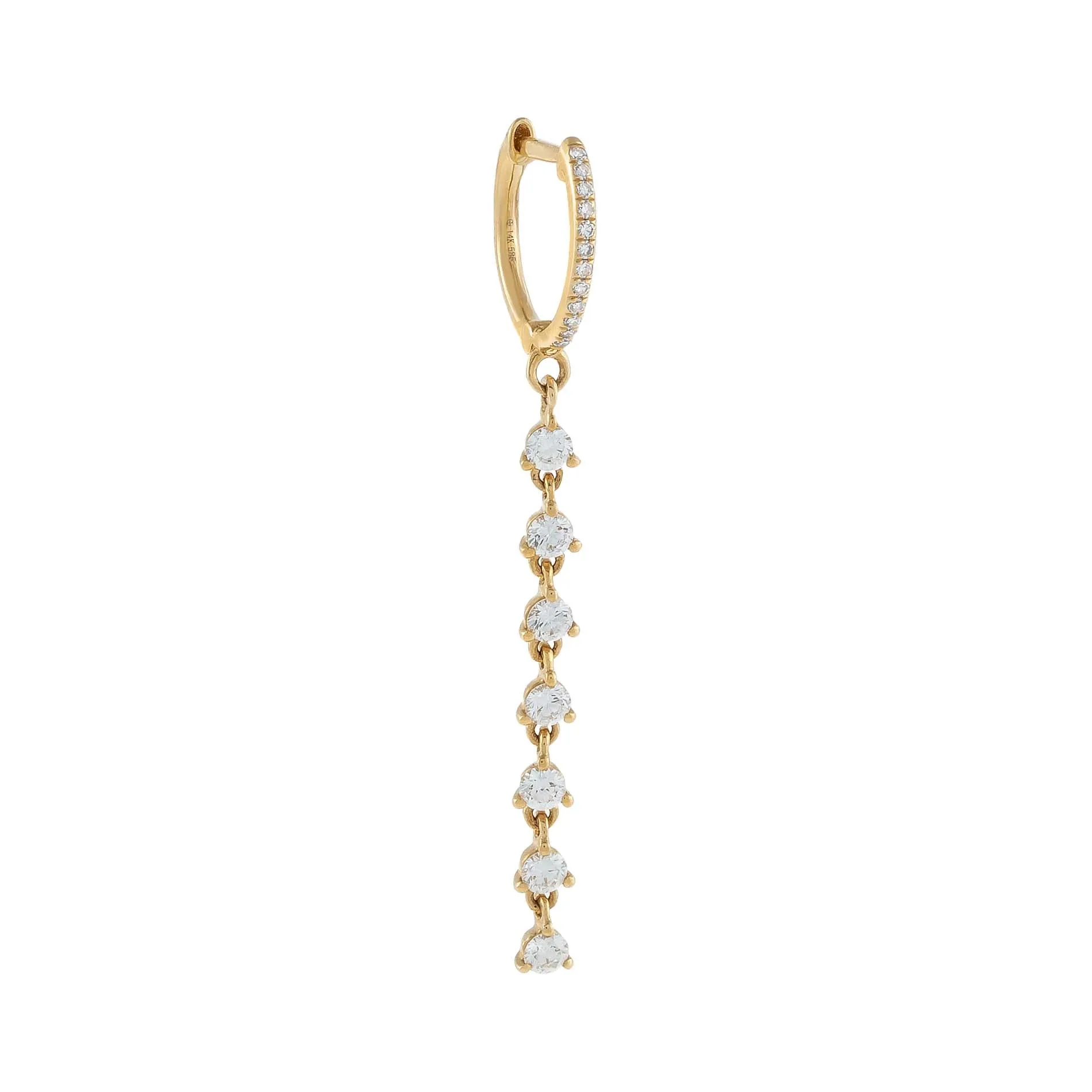 Diamond Multi Stone Drop Huggie Earring 14K