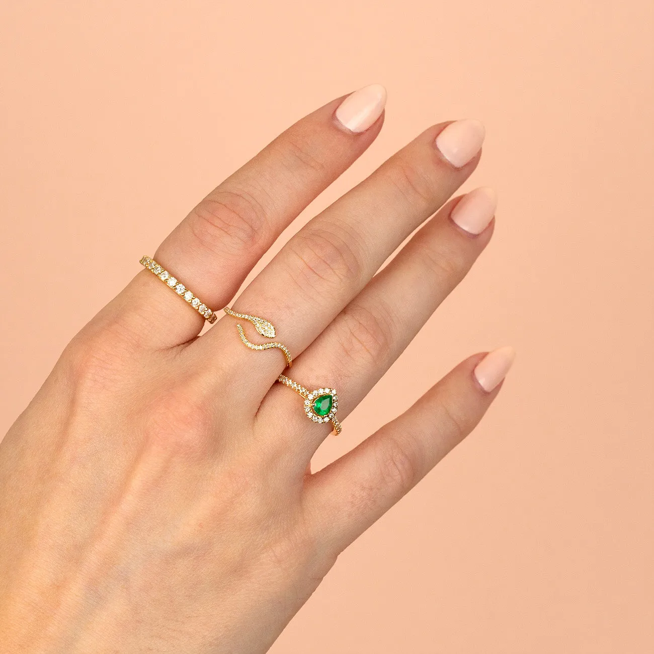 Diamond Serpent Wrap Ring 14K