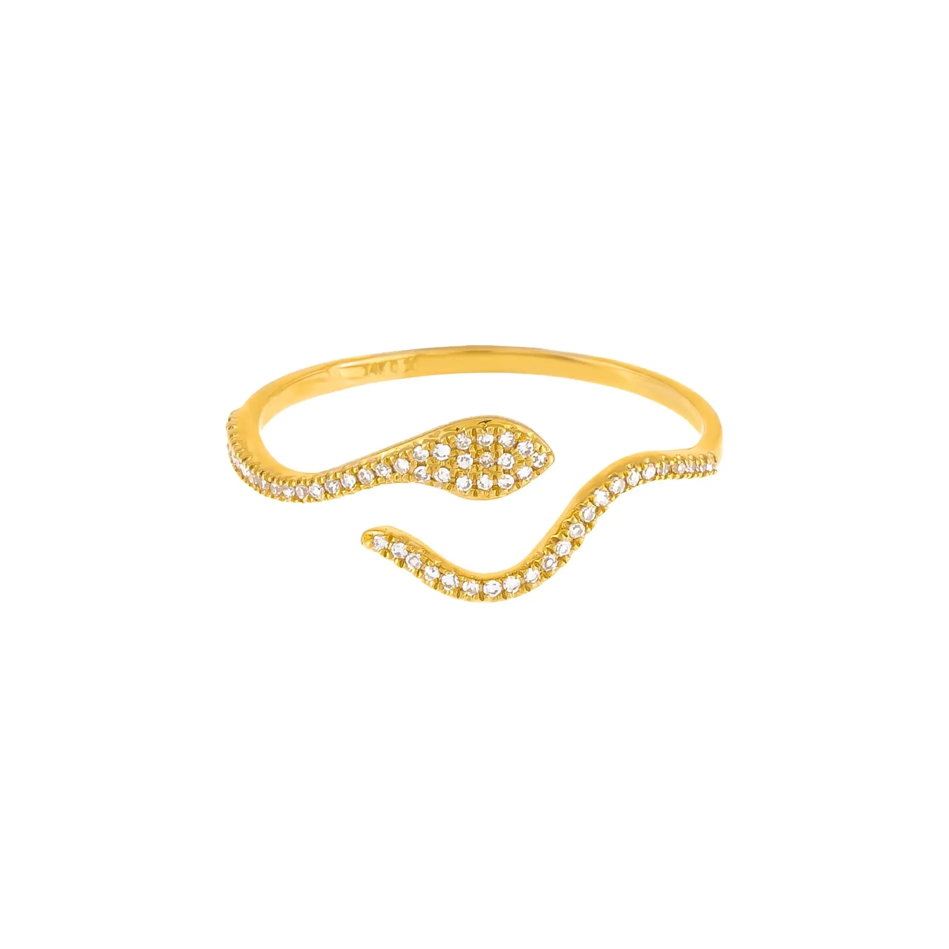 Diamond Serpent Wrap Ring 14K