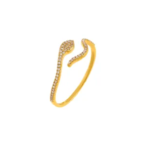 Diamond Serpent Wrap Ring 14K