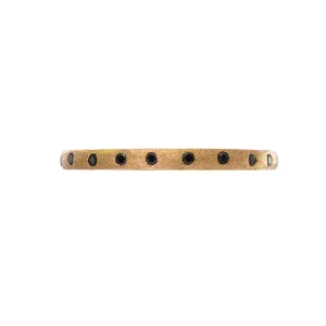 Dunes Narrow Black Diamond Brushed Band - 18K Yellow Gold
