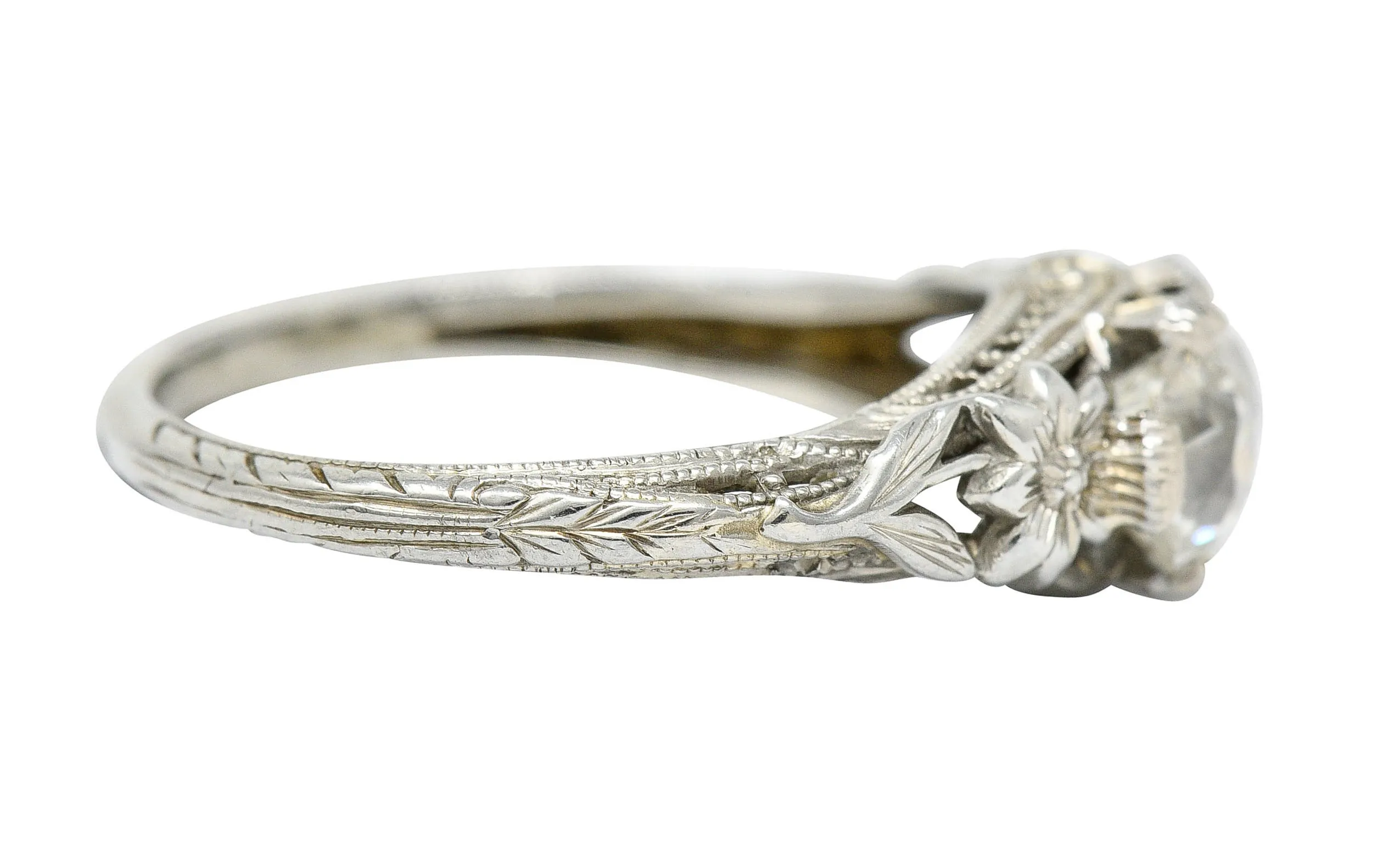 Edwardian 0.95 CTW Double Diamond 18 Karat White Gold Toi Et Moi Ring
