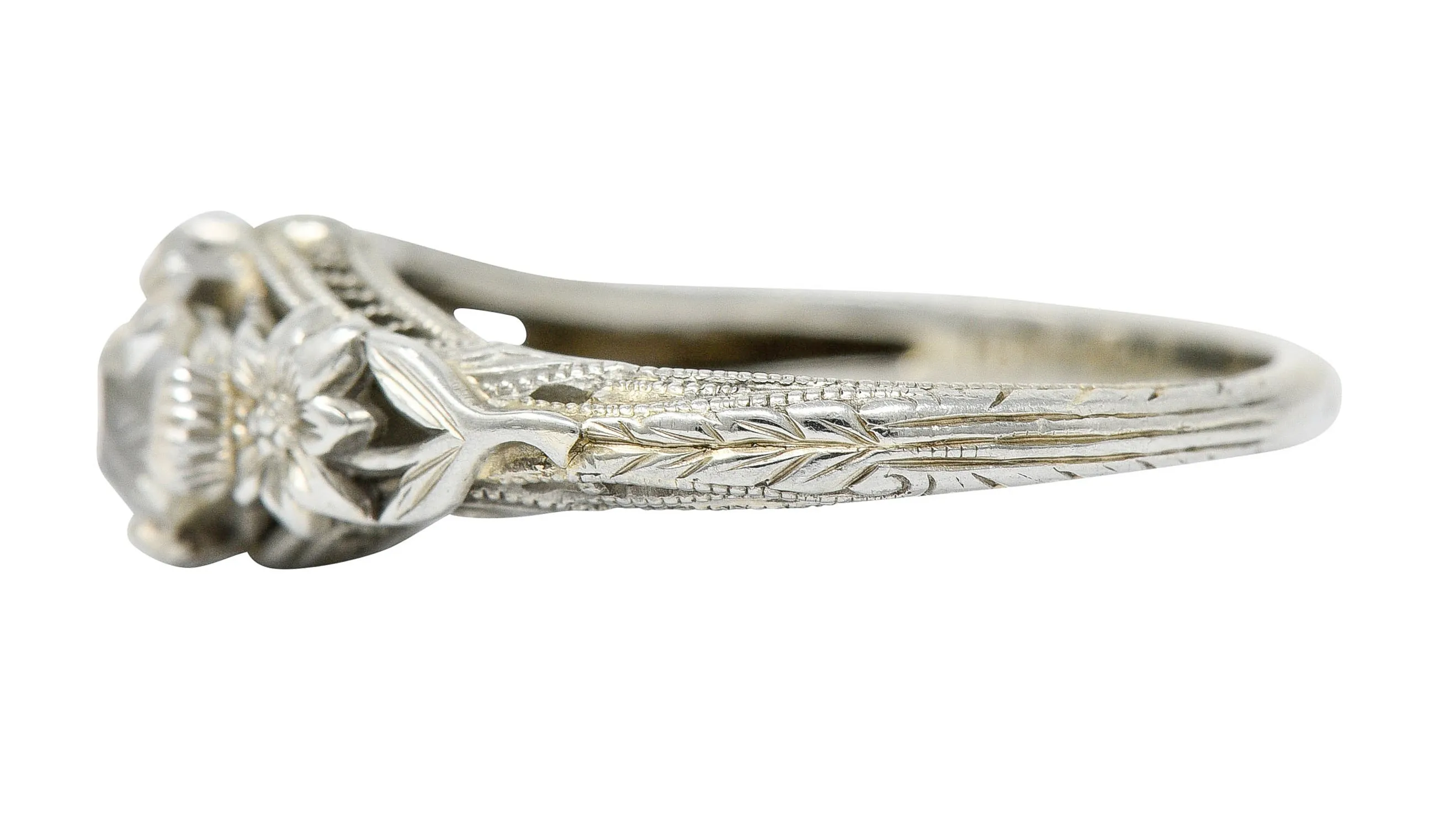 Edwardian 0.95 CTW Double Diamond 18 Karat White Gold Toi Et Moi Ring