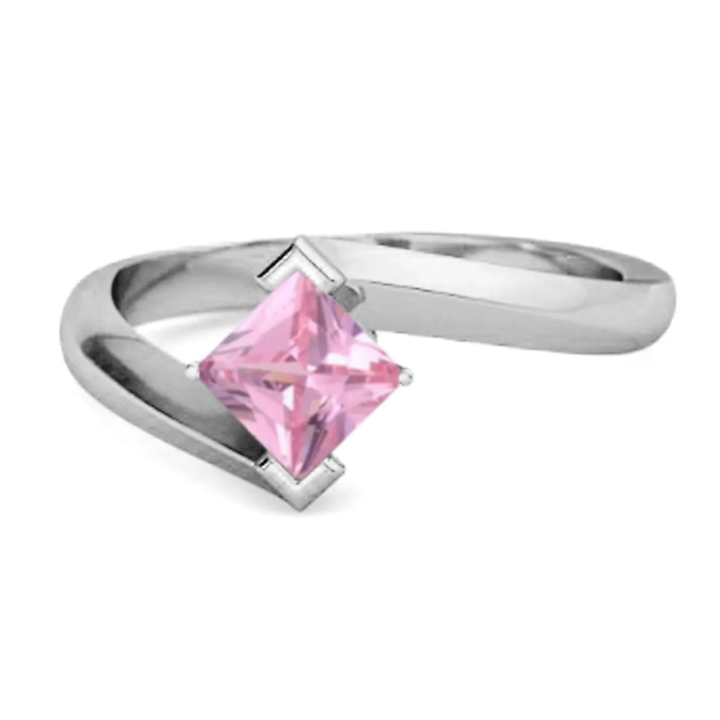 Embrace Ring 925 Sterling Silver 0.50 Ctw Pink Zirconia Women Ring
