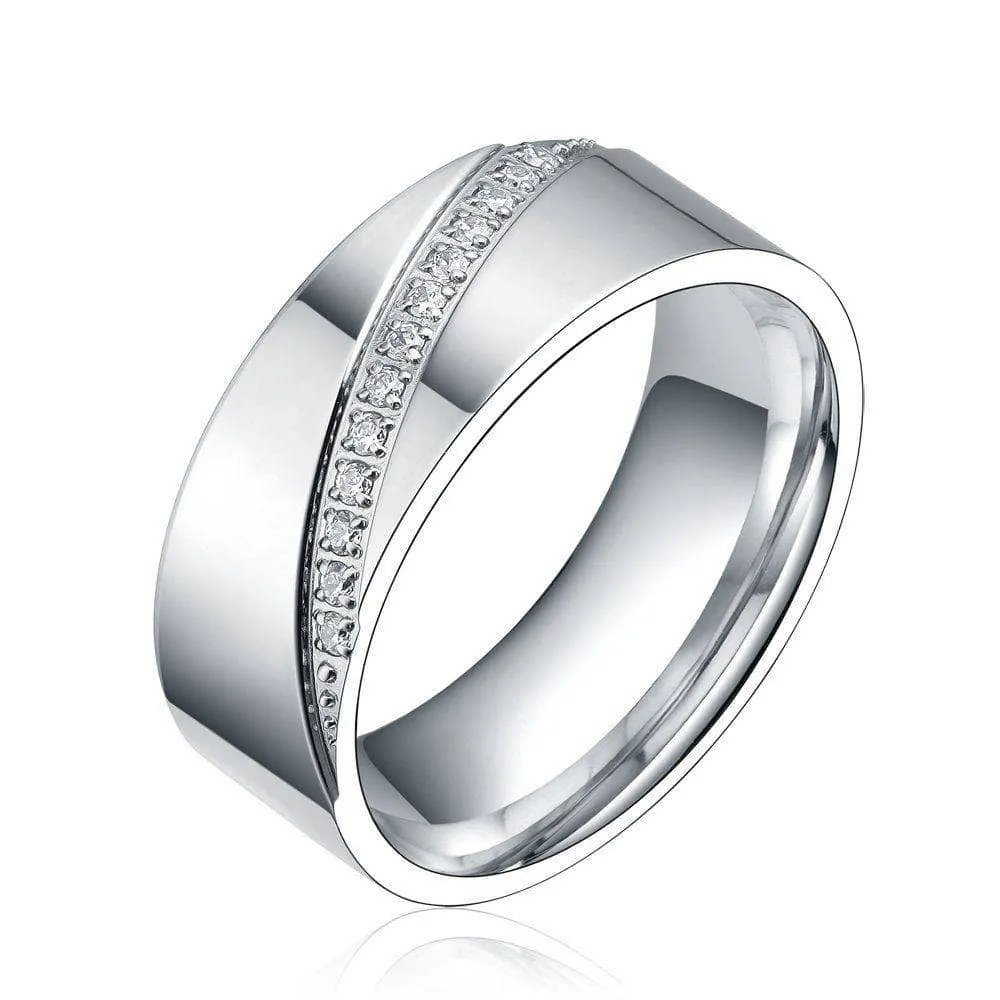 Eternity Diamond Men's Titanium Wedding Band