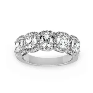 Flash Sale - Halo Six Cushion Cut Diamond Wedding Band Ring