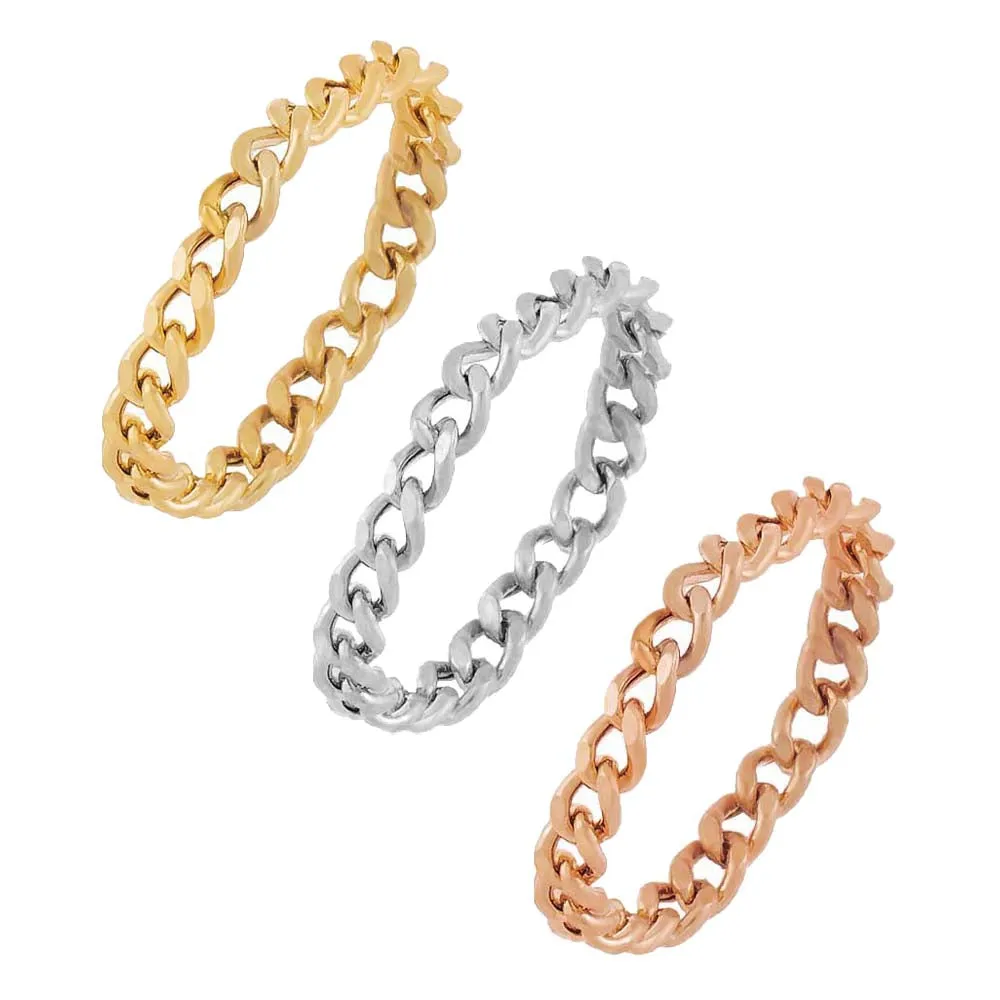 Flat Curb Chain Ring 14K