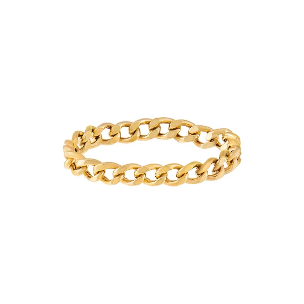 Flat Curb Chain Ring 14K