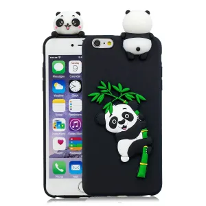 For iPhone 5/5S/SE/6/6S/6 Plus/6S Plus/7/8/7 Plus/8 Plus Phone Case 3D Cartoon Panda Bamboo Cellphone Back Shell Shockproof Smartphone Cover Black