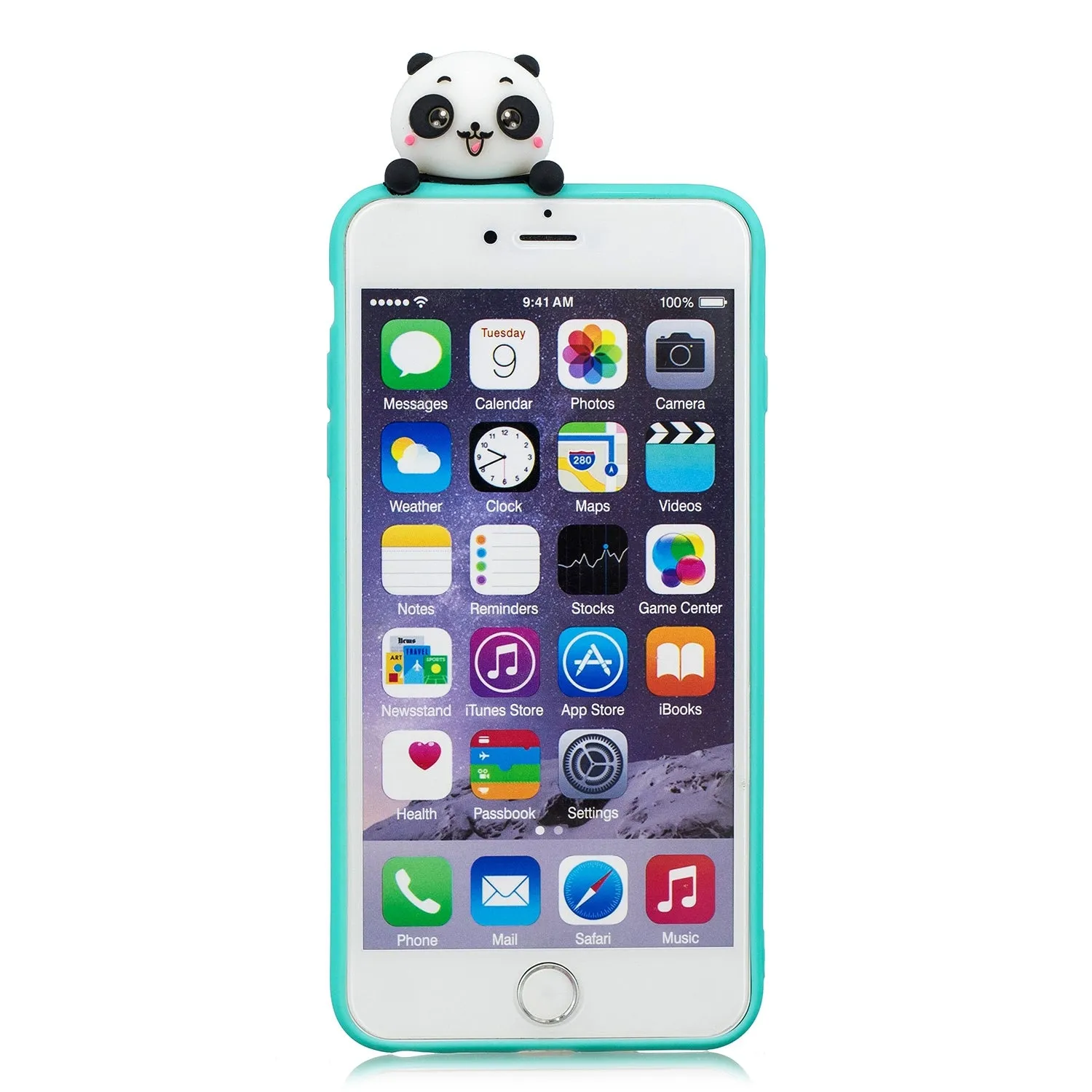 For iPhone 5/5S/SE/6/6S/6 Plus/6S Plus/7/8/7 Plus/8 Plus Phone Case 3D Cartoon Panda Bamboo Cellphone Back Shell Shockproof Smartphone Cover Light blue