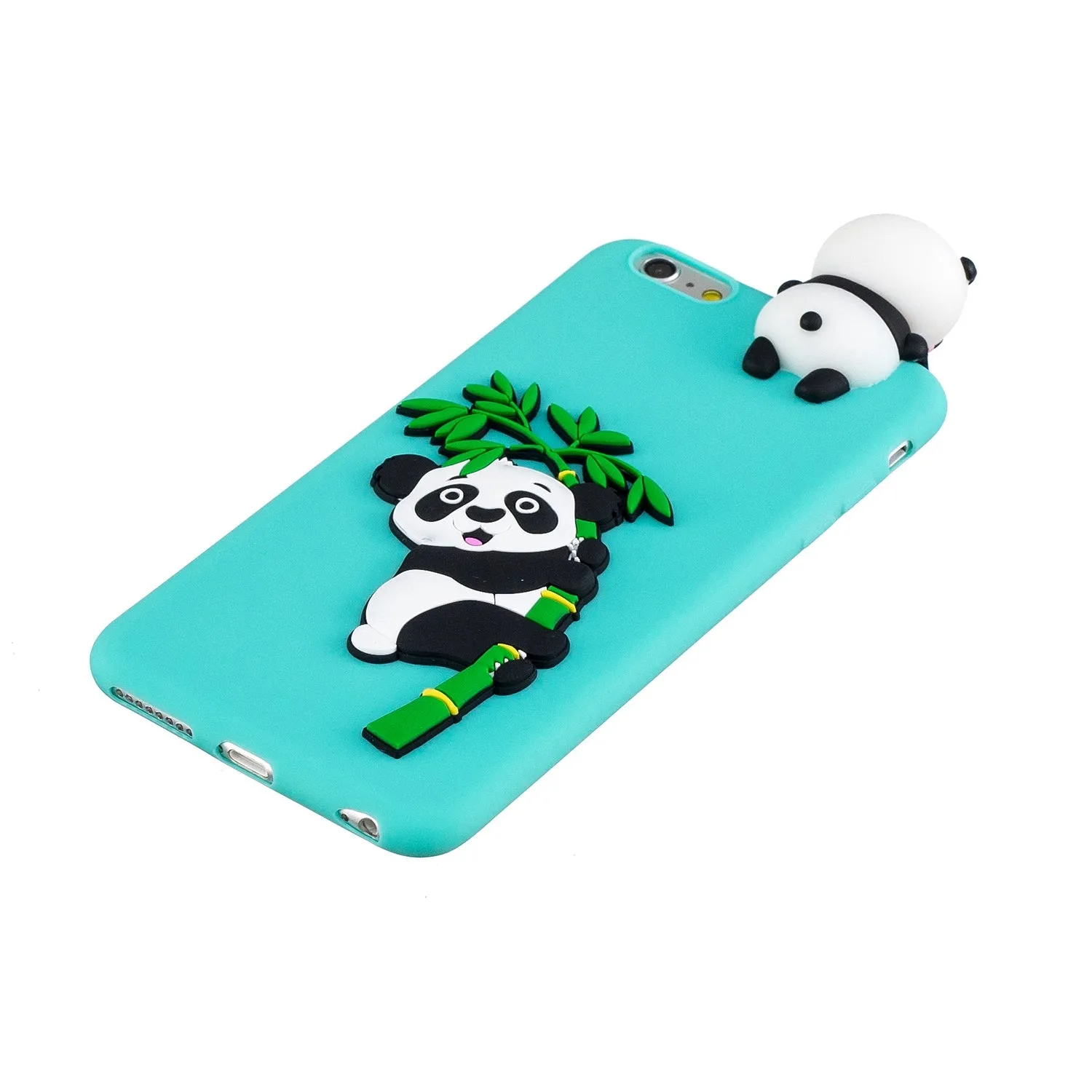 For iPhone 5/5S/SE/6/6S/6 Plus/6S Plus/7/8/7 Plus/8 Plus Phone Case 3D Cartoon Panda Bamboo Cellphone Back Shell Shockproof Smartphone Cover Light blue