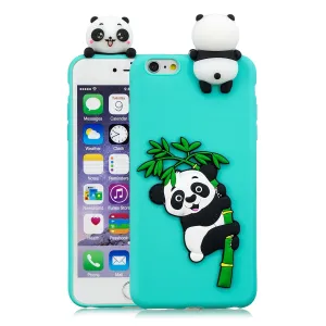 For iPhone 5/5S/SE/6/6S/6 Plus/6S Plus/7/8/7 Plus/8 Plus Phone Case 3D Cartoon Panda Bamboo Cellphone Back Shell Shockproof Smartphone Cover Light blue