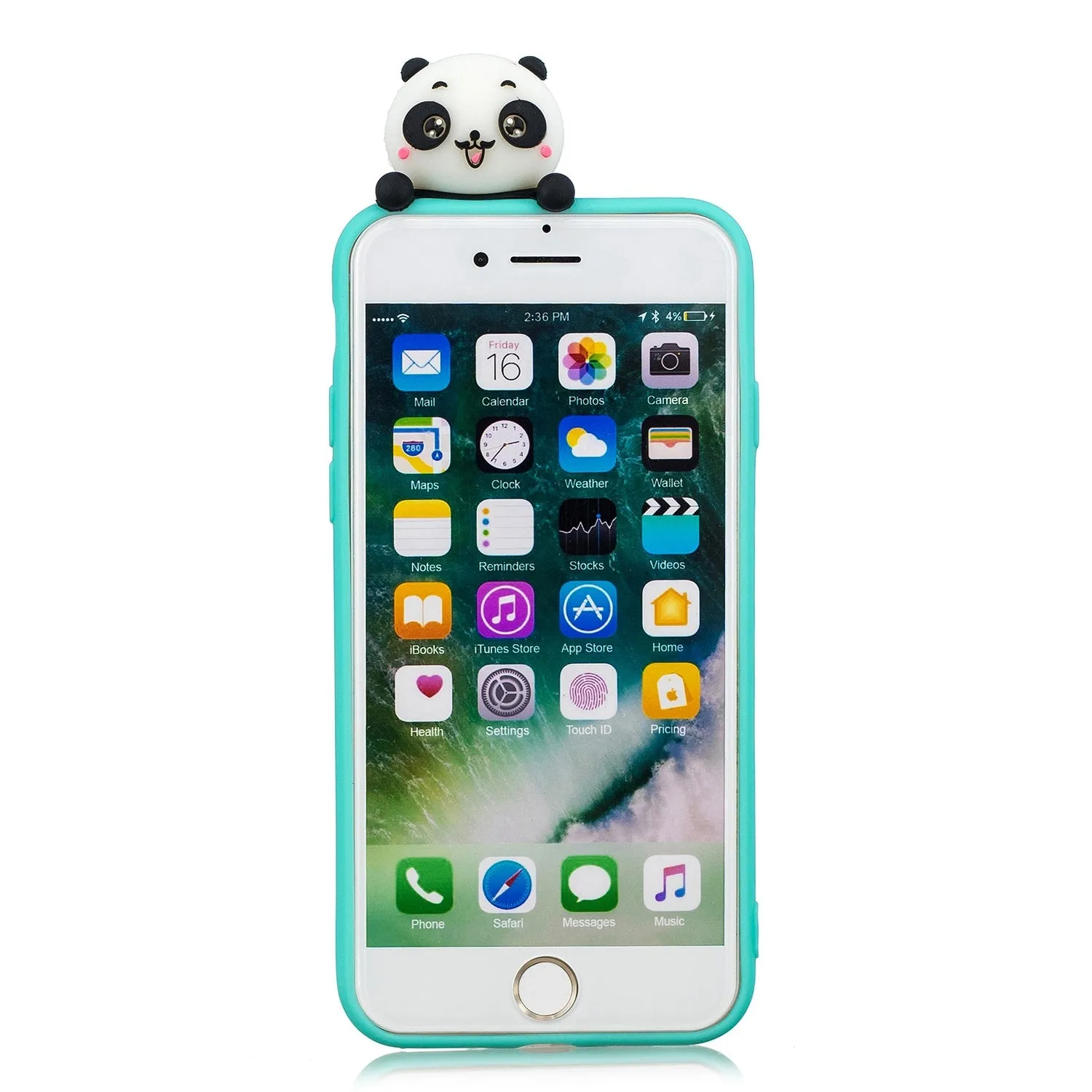 For iPhone 5/5S/SE/6/6S/6 Plus/6S Plus/7/8/7 Plus/8 Plus Phone Case 3D Cartoon Panda Bamboo Cellphone Back Shell Shockproof Smartphone Cover Light blue