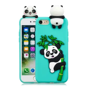 For iPhone 5/5S/SE/6/6S/6 Plus/6S Plus/7/8/7 Plus/8 Plus Phone Case 3D Cartoon Panda Bamboo Cellphone Back Shell Shockproof Smartphone Cover Light blue