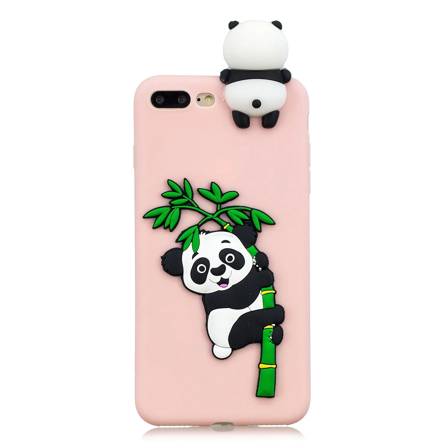For iPhone 5/5S/SE/6/6S/6 Plus/6S Plus/7/8/7 Plus/8 Plus Phone Case 3D Cartoon Panda Bamboo Cellphone Back Shell Shockproof Smartphone Cover Pink