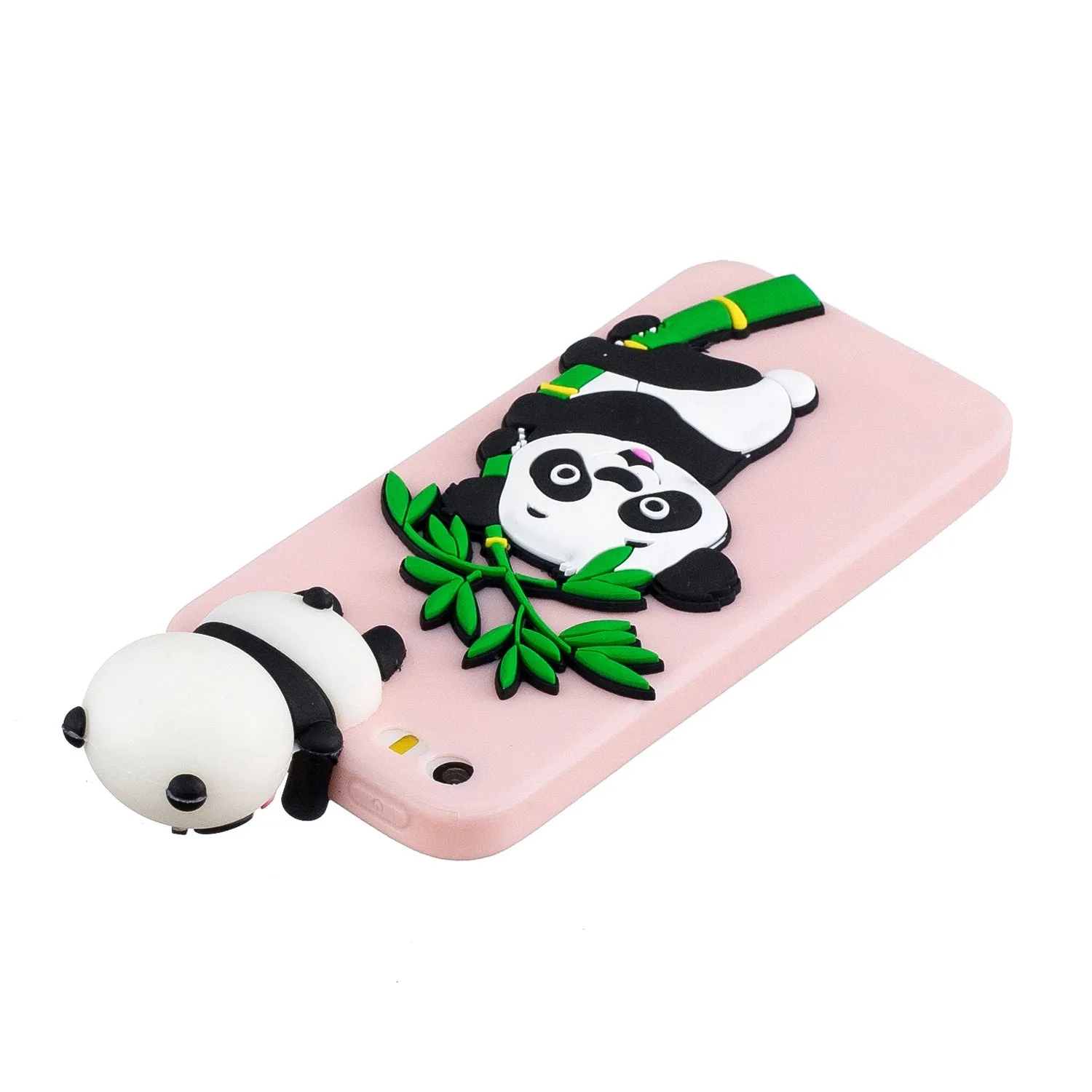 For iPhone 5/5S/SE/6/6S/6 Plus/6S Plus/7/8/7 Plus/8 Plus Phone Case 3D Cartoon Panda Bamboo Cellphone Back Shell Shockproof Smartphone Cover Pink