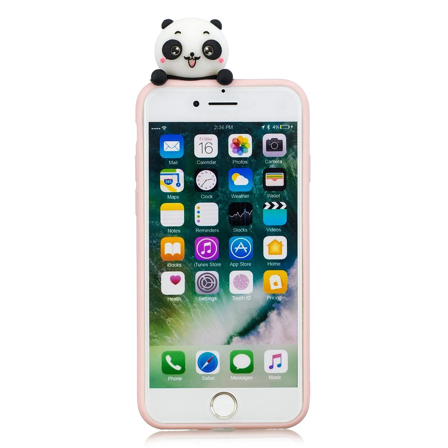 For iPhone 5/5S/SE/6/6S/6 Plus/6S Plus/7/8/7 Plus/8 Plus Phone Case 3D Cartoon Panda Bamboo Cellphone Back Shell Shockproof Smartphone Cover Pink