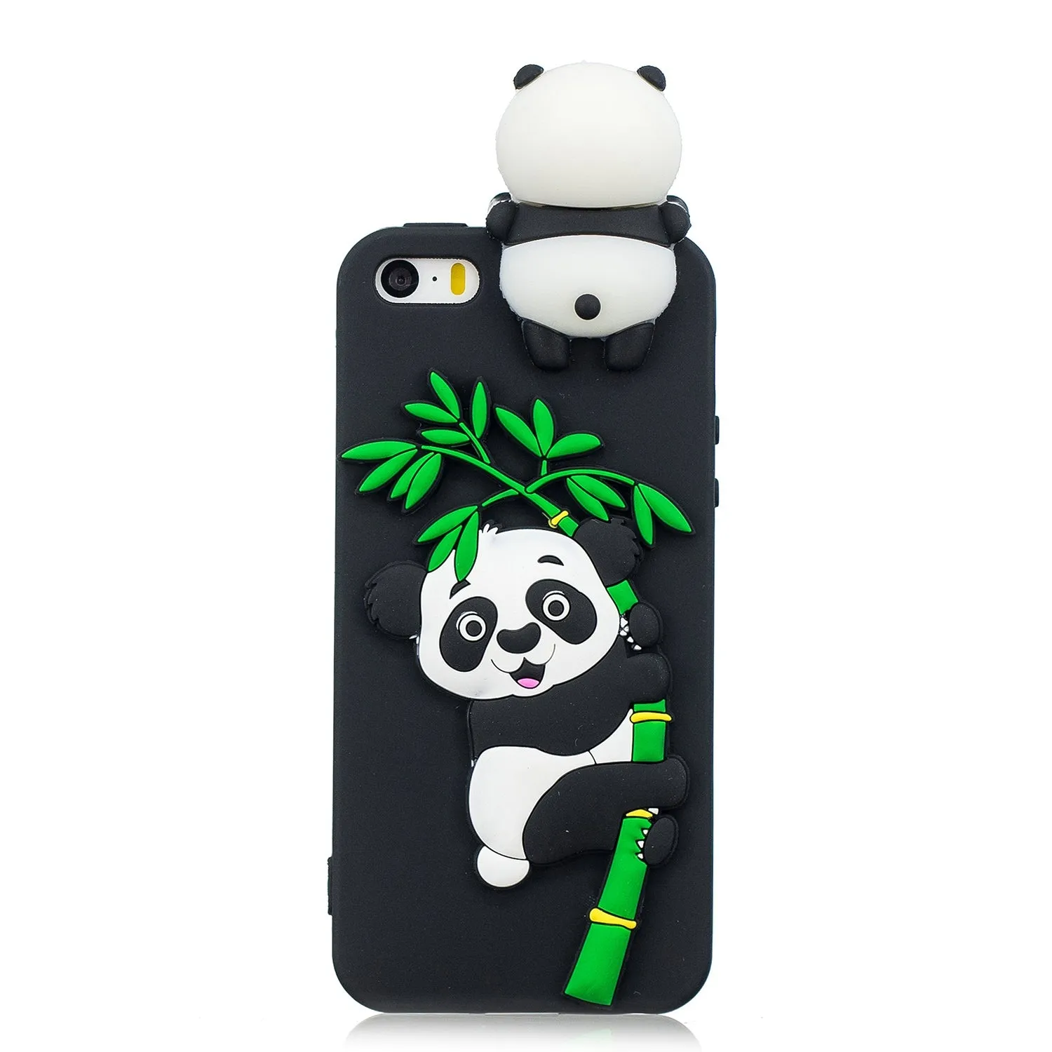 For iPhone 5/5S/SE/6/6S/6 Plus/6S Plus/7/8/7 Plus/8 Plus Phone Case 3D Cartoon Panda Bamboo Cellphone Back Shell Shockproof Smartphone Cover Pink