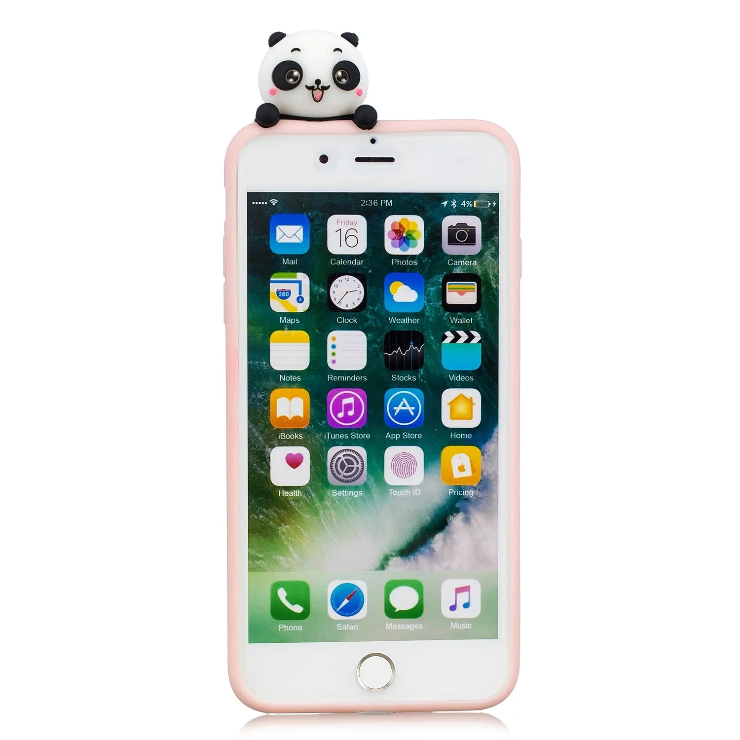 For iPhone 5/5S/SE/6/6S/6 Plus/6S Plus/7/8/7 Plus/8 Plus Phone Case 3D Cartoon Panda Bamboo Cellphone Back Shell Shockproof Smartphone Cover Pink