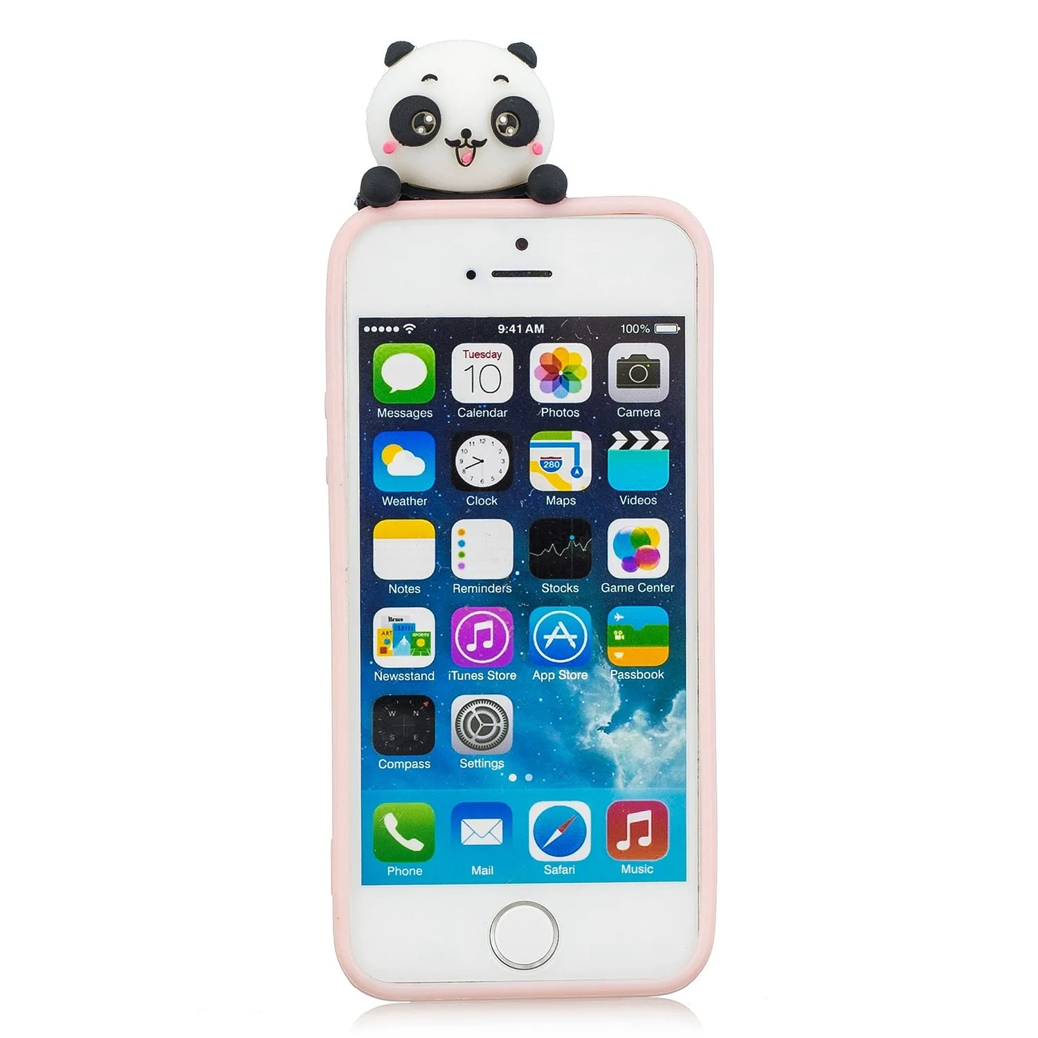 For iPhone 5/5S/SE/6/6S/6 Plus/6S Plus/7/8/7 Plus/8 Plus Phone Case 3D Cartoon Panda Bamboo Cellphone Back Shell Shockproof Smartphone Cover Pink