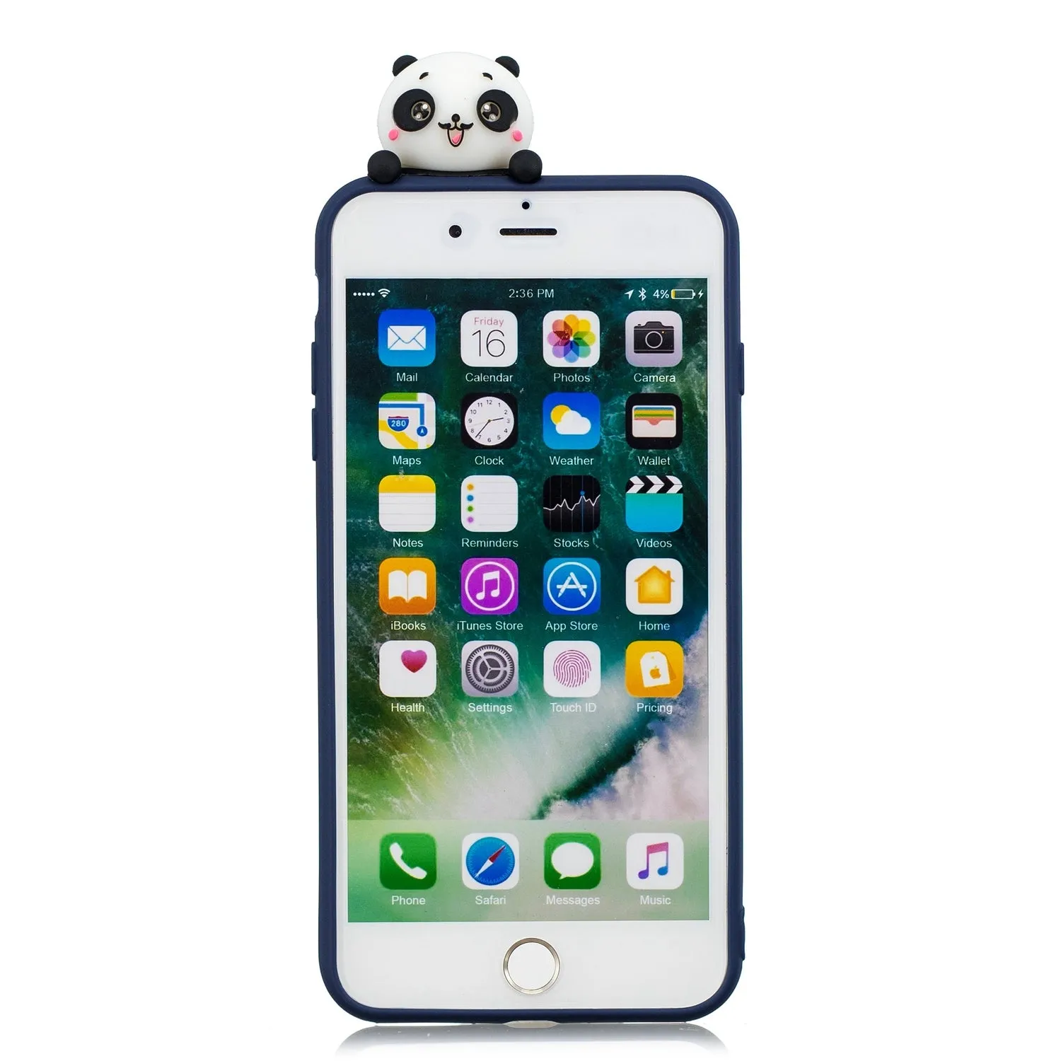 For iPhone 5/5S/SE/6/6S/6 Plus/6S Plus/7/8/7 Plus/8 Plus Phone Case 3D Cartoon Panda Bamboo Cellphone Back Shell Shockproof Smartphone Cover Royal blue