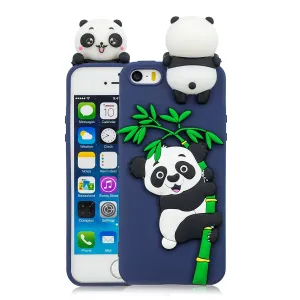 For iPhone 5/5S/SE/6/6S/6 Plus/6S Plus/7/8/7 Plus/8 Plus Phone Case 3D Cartoon Panda Bamboo Cellphone Back Shell Shockproof Smartphone Cover Royal blue