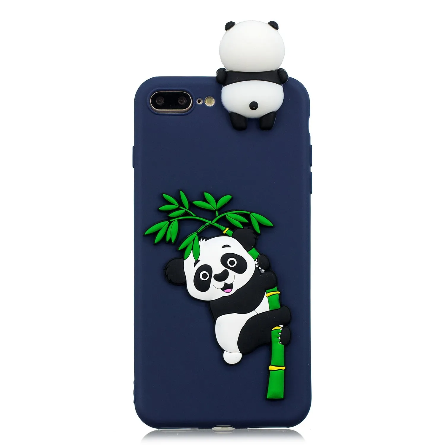 For iPhone 5/5S/SE/6/6S/6 Plus/6S Plus/7/8/7 Plus/8 Plus Phone Case 3D Cartoon Panda Bamboo Cellphone Back Shell Shockproof Smartphone Cover Royal blue