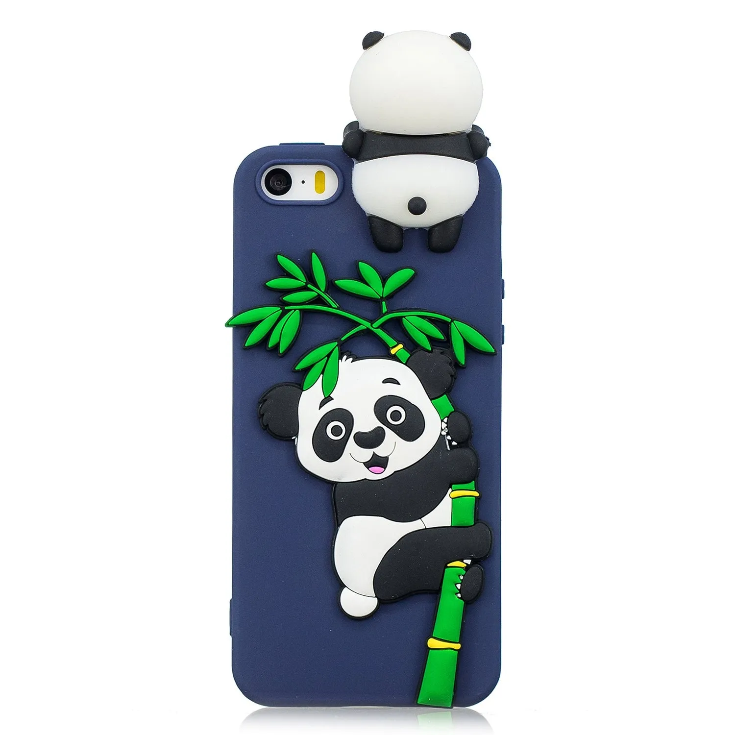 For iPhone 5/5S/SE/6/6S/6 Plus/6S Plus/7/8/7 Plus/8 Plus Phone Case 3D Cartoon Panda Bamboo Cellphone Back Shell Shockproof Smartphone Cover Royal blue
