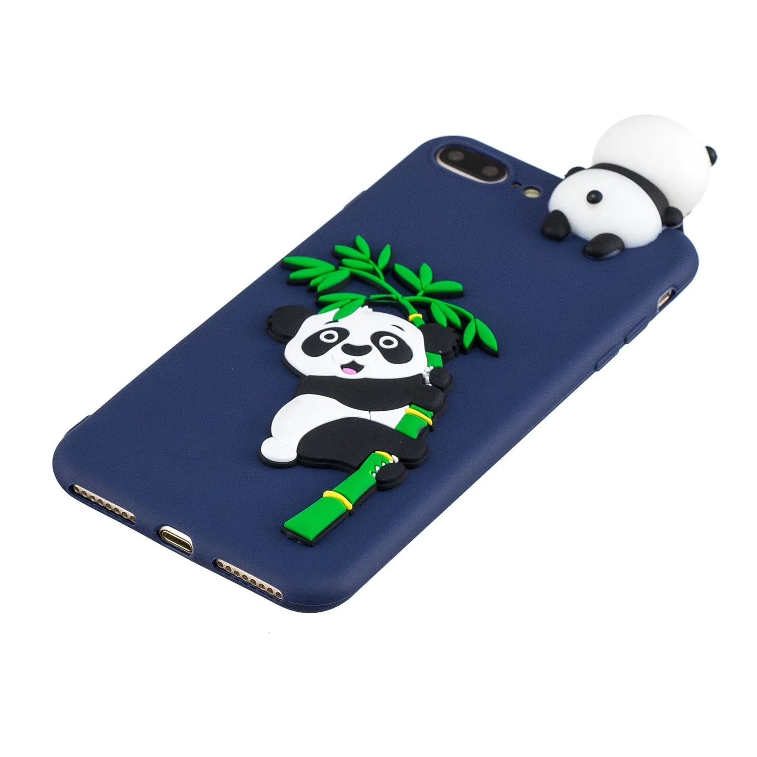 For iPhone 5/5S/SE/6/6S/6 Plus/6S Plus/7/8/7 Plus/8 Plus Phone Case 3D Cartoon Panda Bamboo Cellphone Back Shell Shockproof Smartphone Cover Royal blue