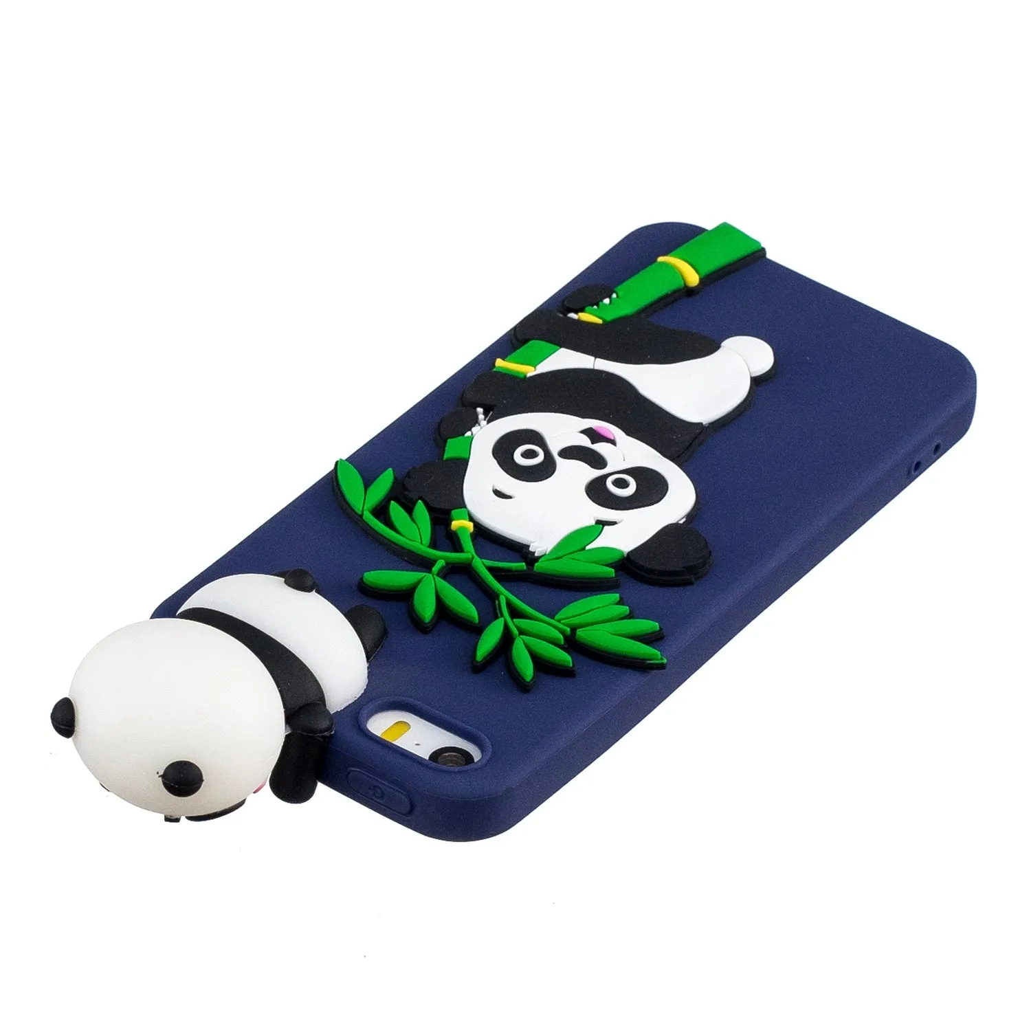 For iPhone 5/5S/SE/6/6S/6 Plus/6S Plus/7/8/7 Plus/8 Plus Phone Case 3D Cartoon Panda Bamboo Cellphone Back Shell Shockproof Smartphone Cover Royal blue