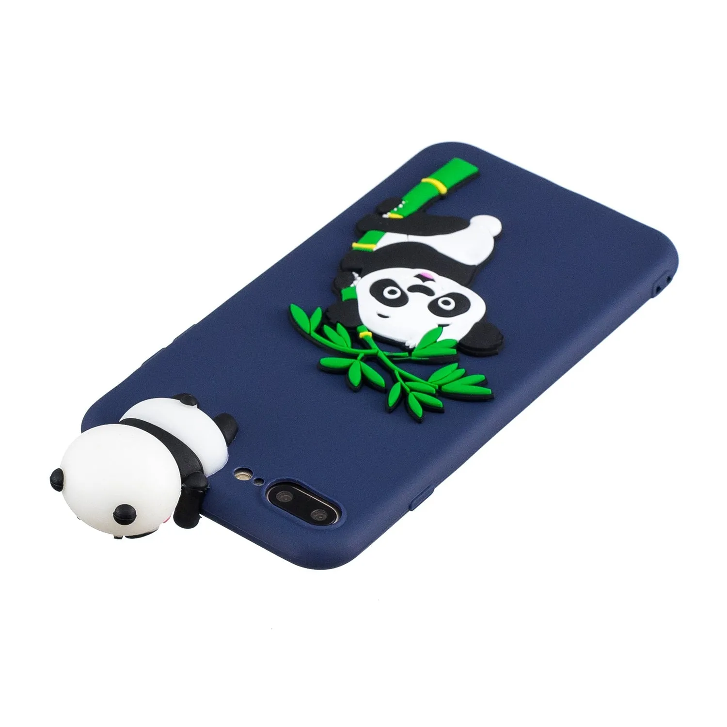 For iPhone 5/5S/SE/6/6S/6 Plus/6S Plus/7/8/7 Plus/8 Plus Phone Case 3D Cartoon Panda Bamboo Cellphone Back Shell Shockproof Smartphone Cover Royal blue