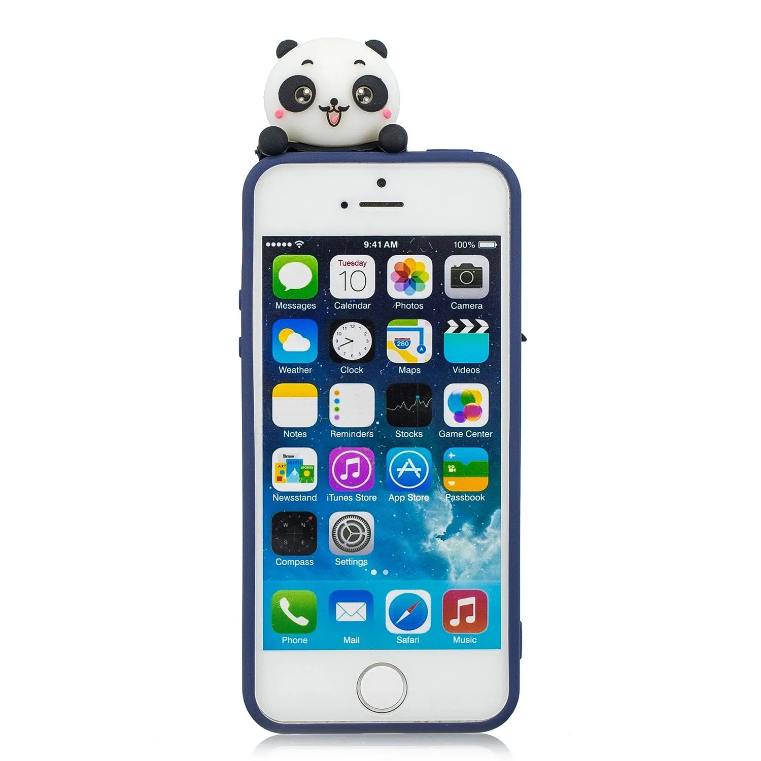 For iPhone 5/5S/SE/6/6S/6 Plus/6S Plus/7/8/7 Plus/8 Plus Phone Case 3D Cartoon Panda Bamboo Cellphone Back Shell Shockproof Smartphone Cover Royal blue