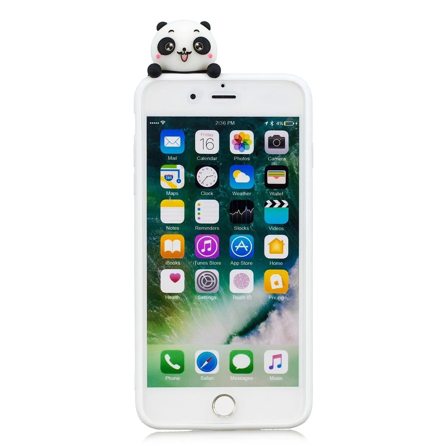 For iPhone 5/5S/SE/6/6S/6 Plus/6S Plus/7/8/7 Plus/8 Plus Phone Case 3D Cartoon Panda Bamboo Cellphone Back Shell Shockproof Smartphone Cover White